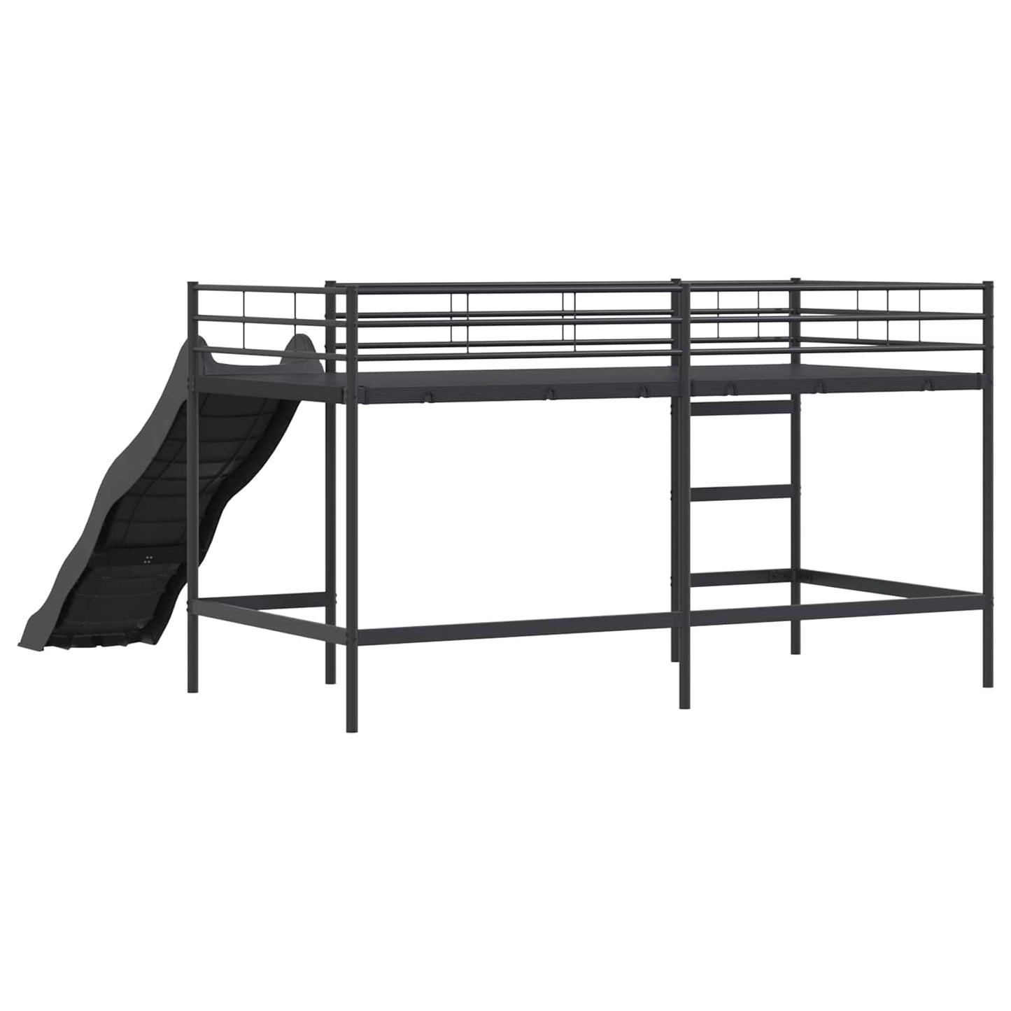 Kinder loft bedframe met glijbaan Zwart en Anthraciet
