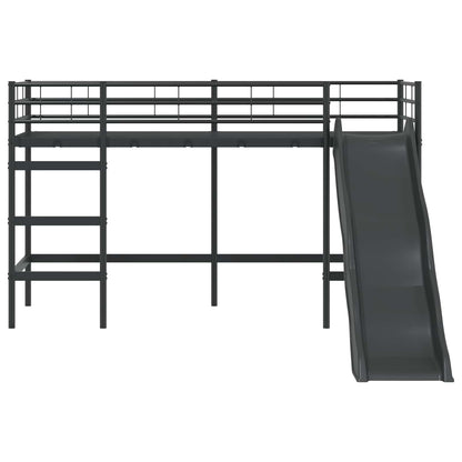 Kinder loft bedframe met glijbaan Zwart en Anthraciet