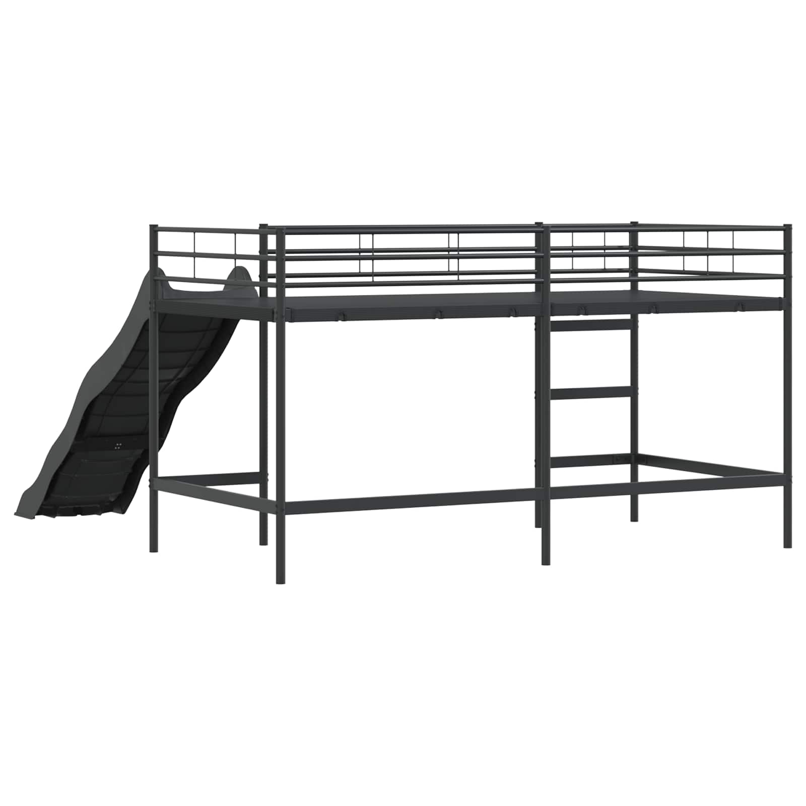 Kinder loft bedframe met glijbaan Zwart en Anthraciet