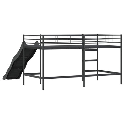 Kinder loft bedframe met glijbaan Zwart en Anthraciet