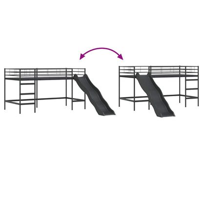 Kinder loft bedframe met glijbaan Zwart en Anthraciet