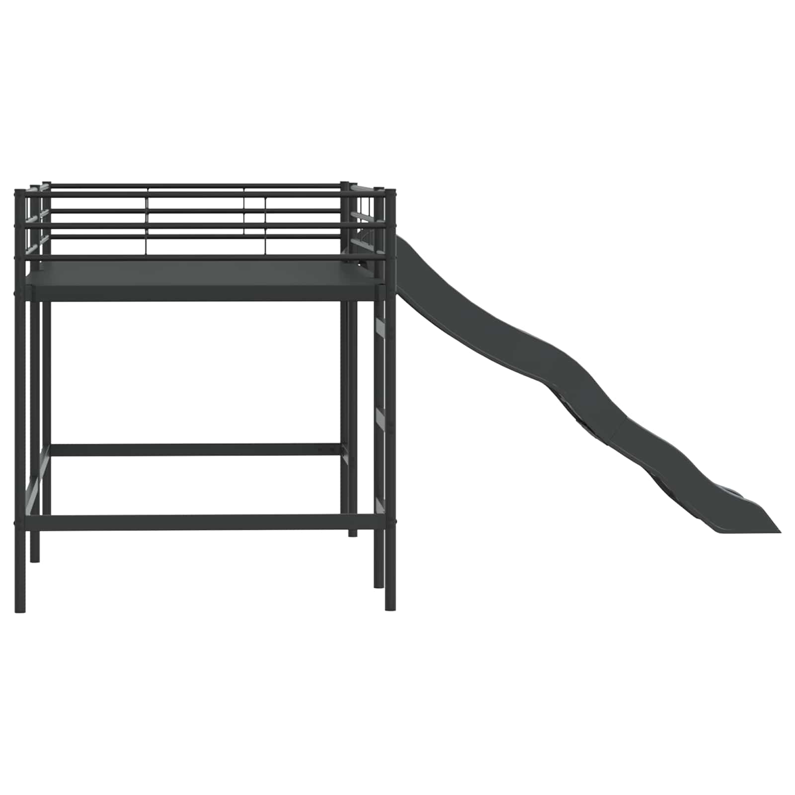 Kinder loft bedframe met glijbaan Zwart en Anthraciet