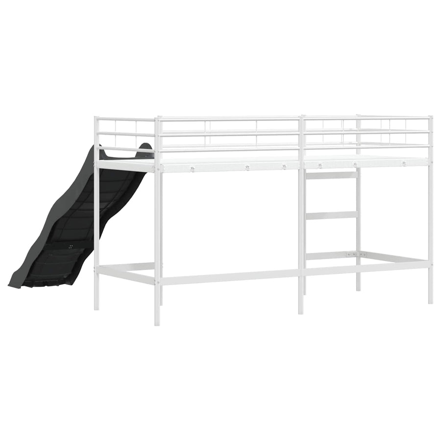 Kinder loft bedframe met glijbaan Wit en Antraciet