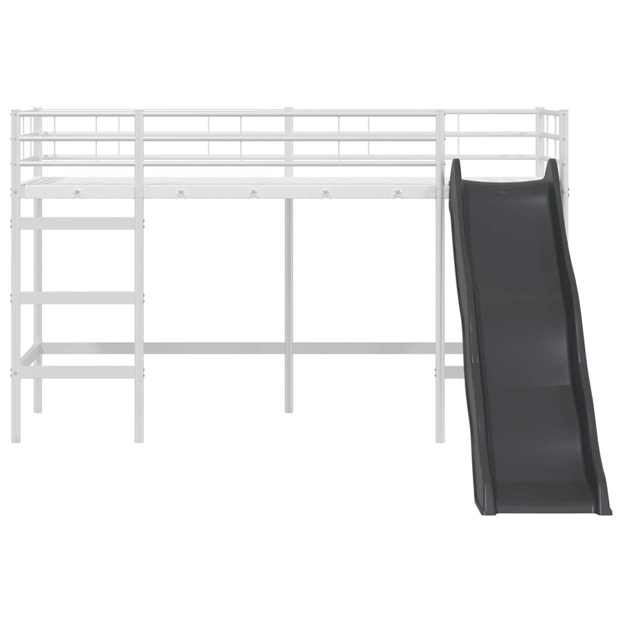 Kinder loft bedframe met glijbaan Wit en Antraciet