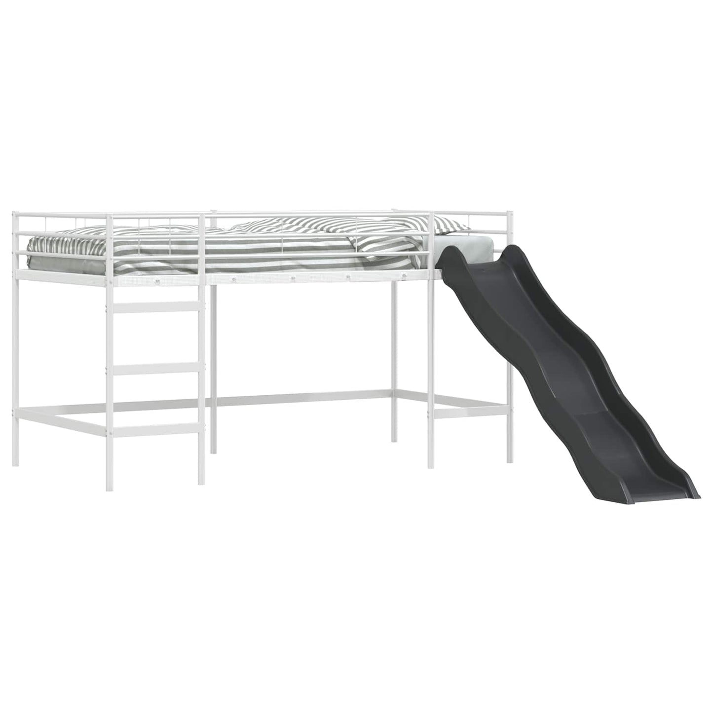 Kinder loft bedframe met glijbaan Wit en Antraciet