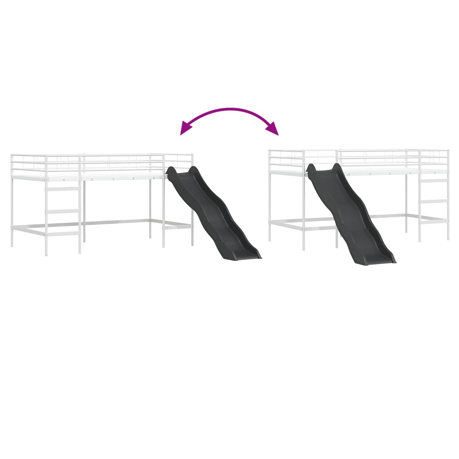 Kinder loft bedframe met glijbaan Wit en Antraciet
