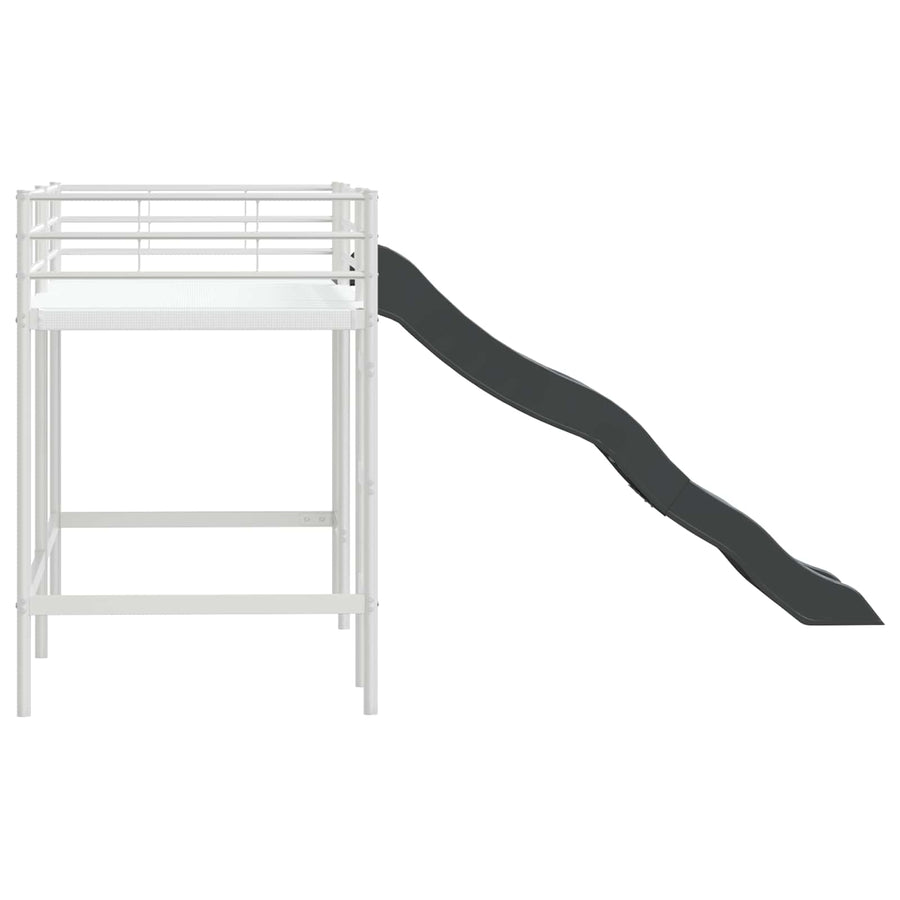 Kinder loft bedframe met glijbaan Wit en Antraciet 90 x 190 cm
