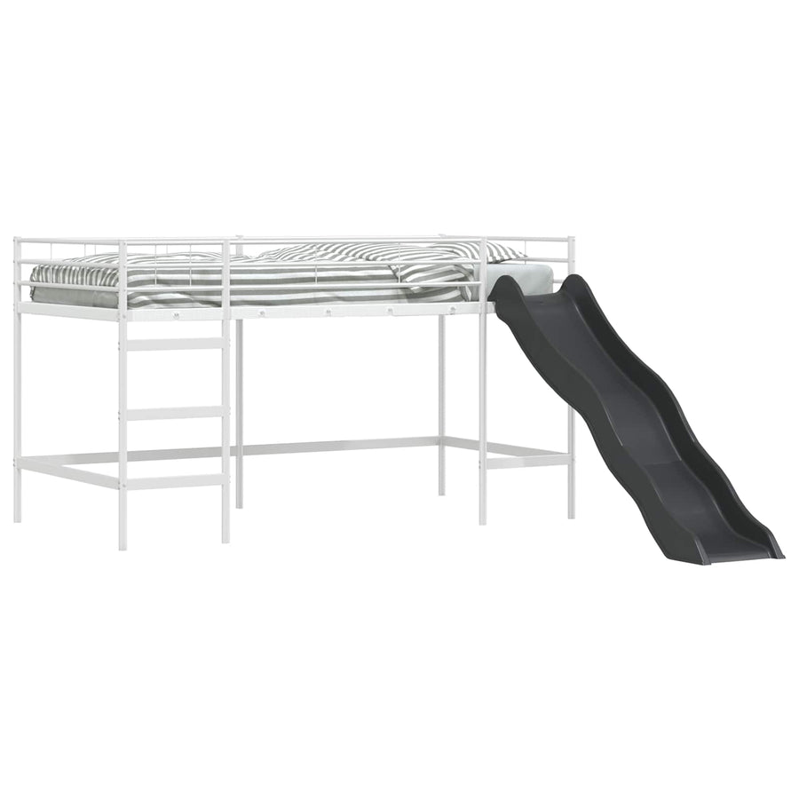 Kinder loft bedframe met glijbaan Wit en Antraciet 90 x 200 cm