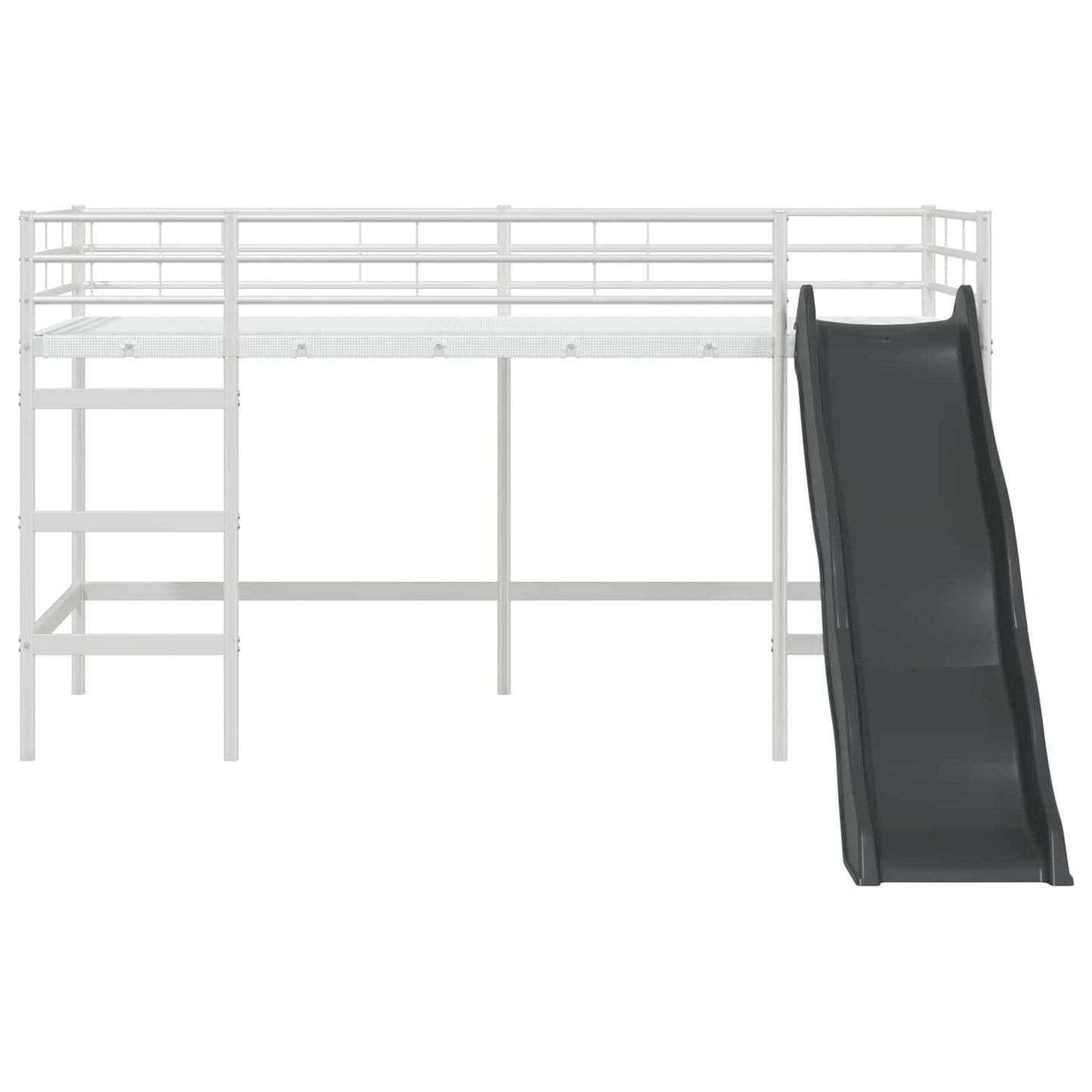 Kinder loft bedframe met glijbaan Wit en Antraciet 90 x 200 cm