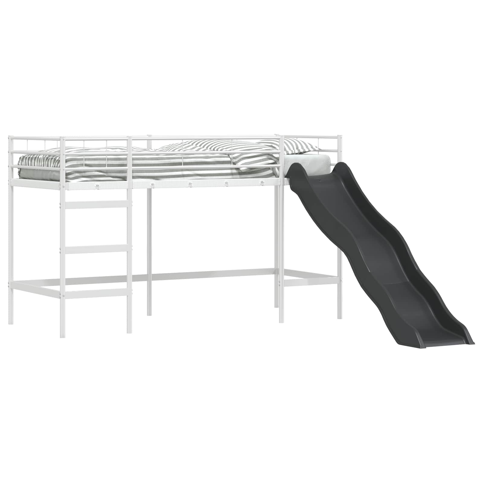 Kinder loft bedframe met glijbaan Wit en Antraciet