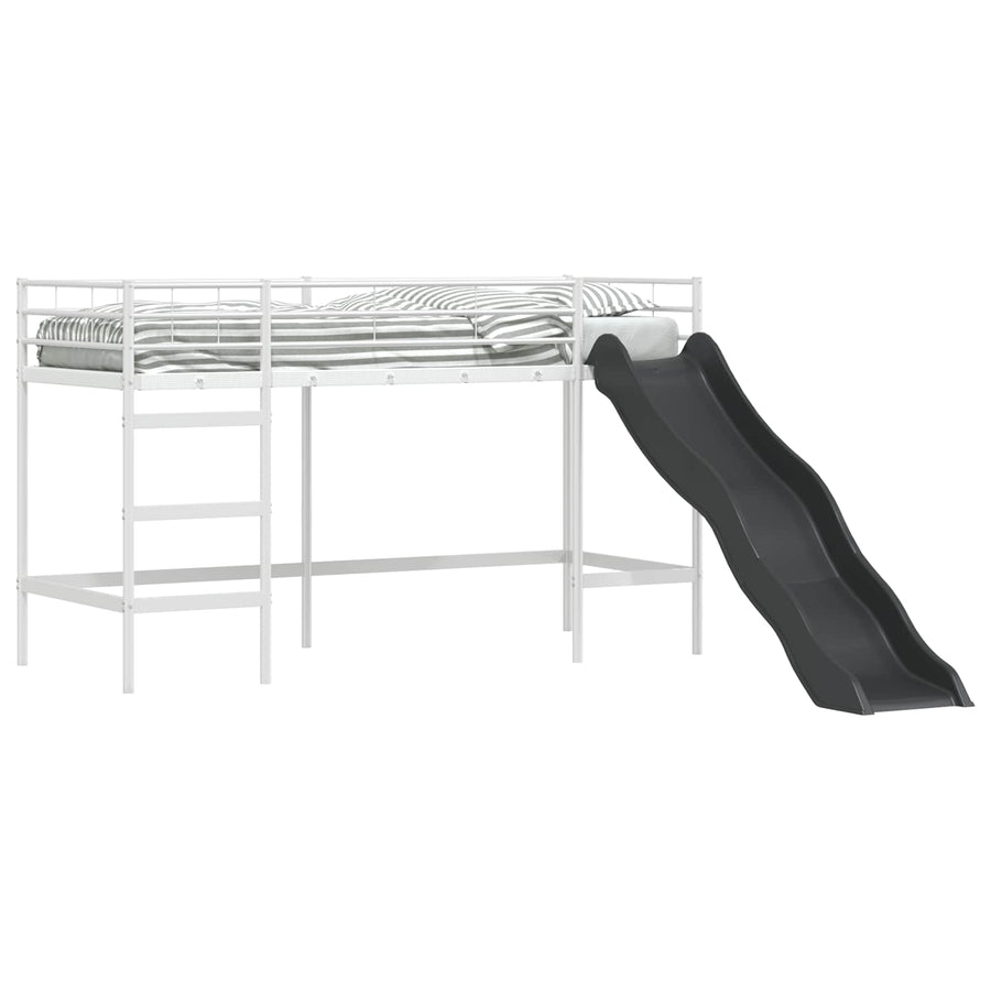 Kinder loft bedframe met glijbaan Wit en Antraciet