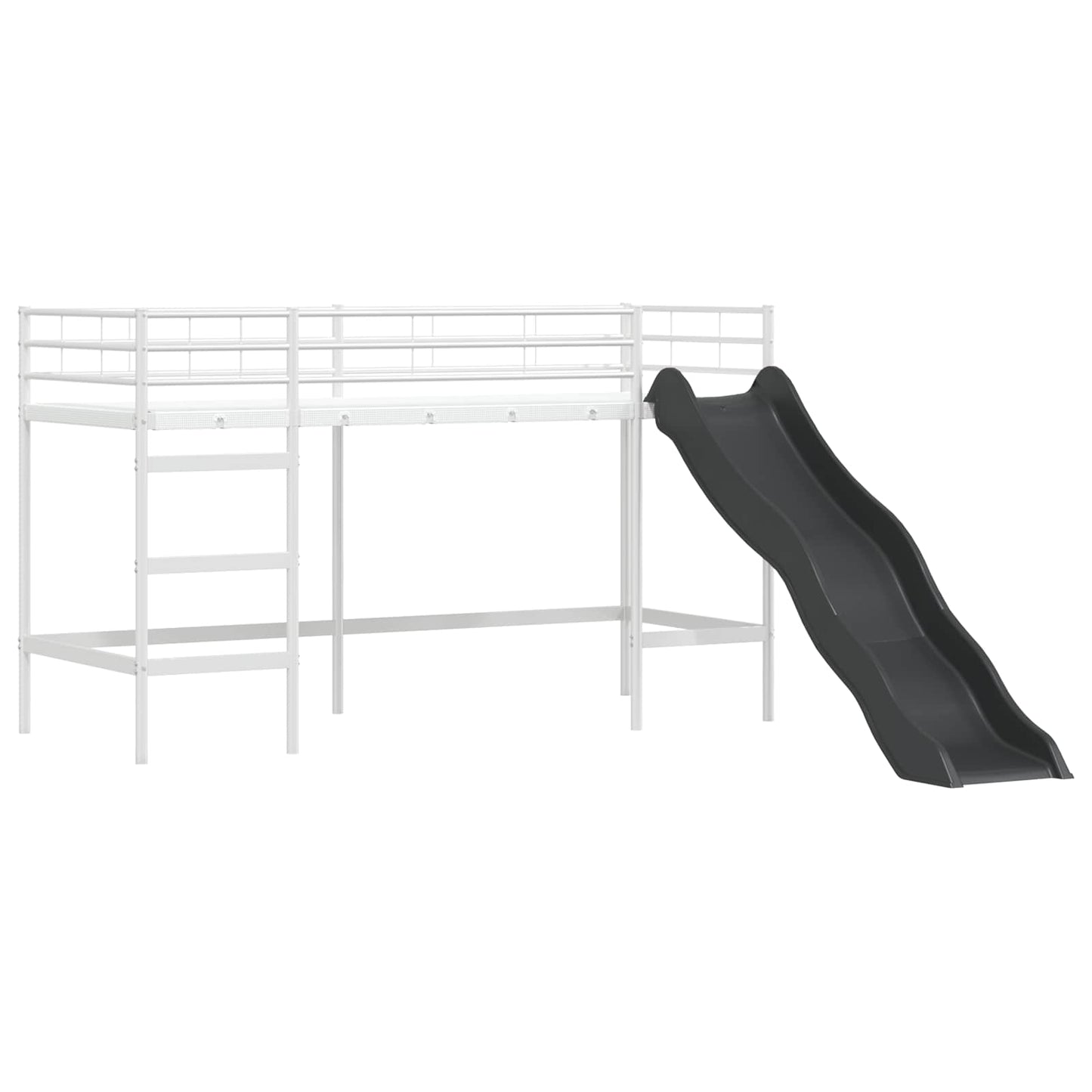 Kinder loft bedframe met glijbaan Wit en Antraciet