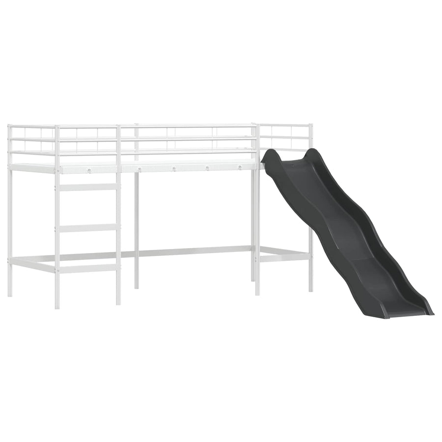 Kinder loft bedframe met glijbaan Wit en Antraciet