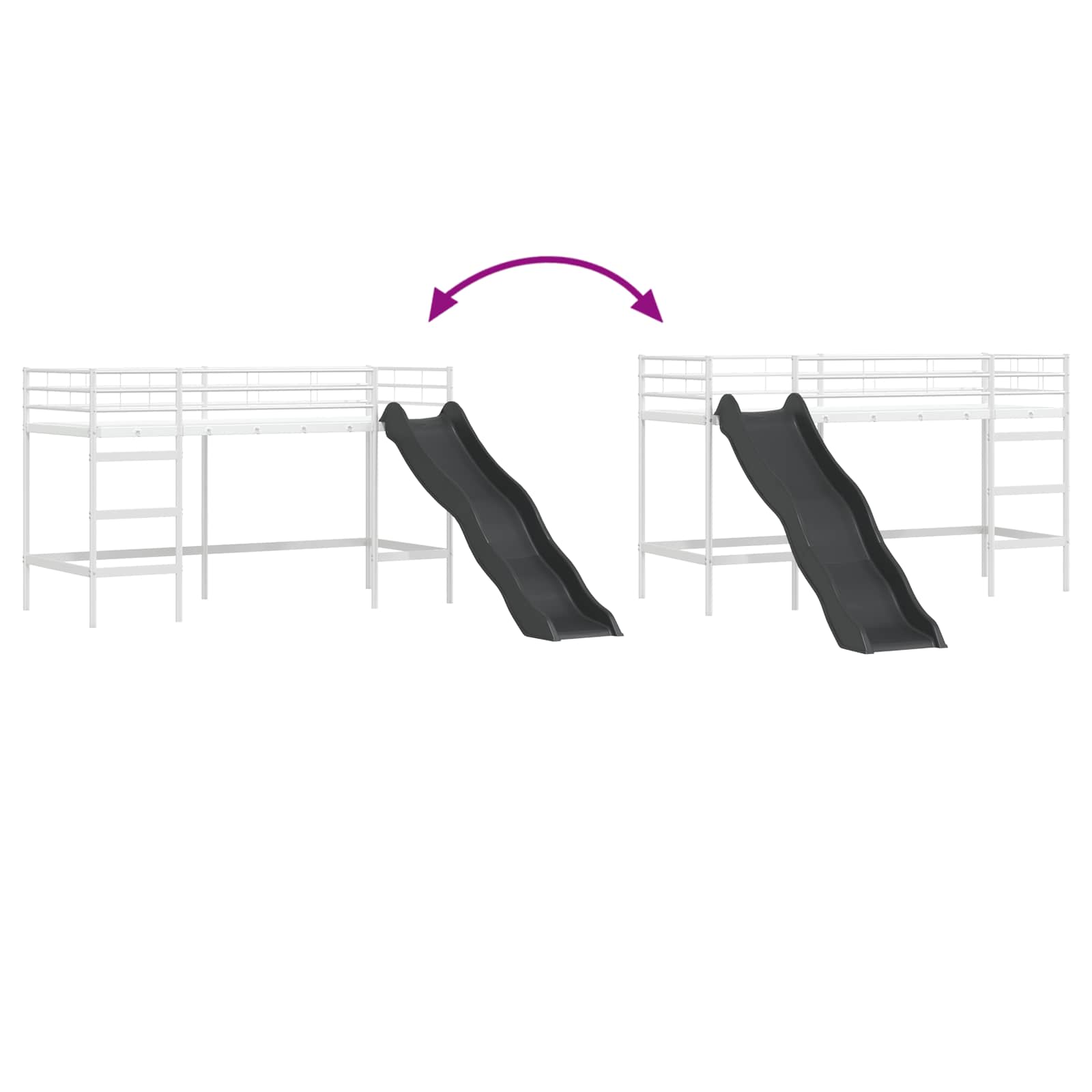 Kinder loft bedframe met glijbaan Wit en Antraciet
