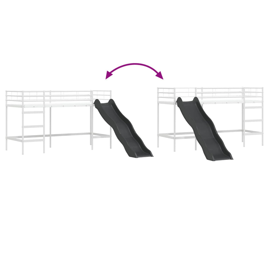 Kinder loft bedframe met glijbaan Wit en Antraciet