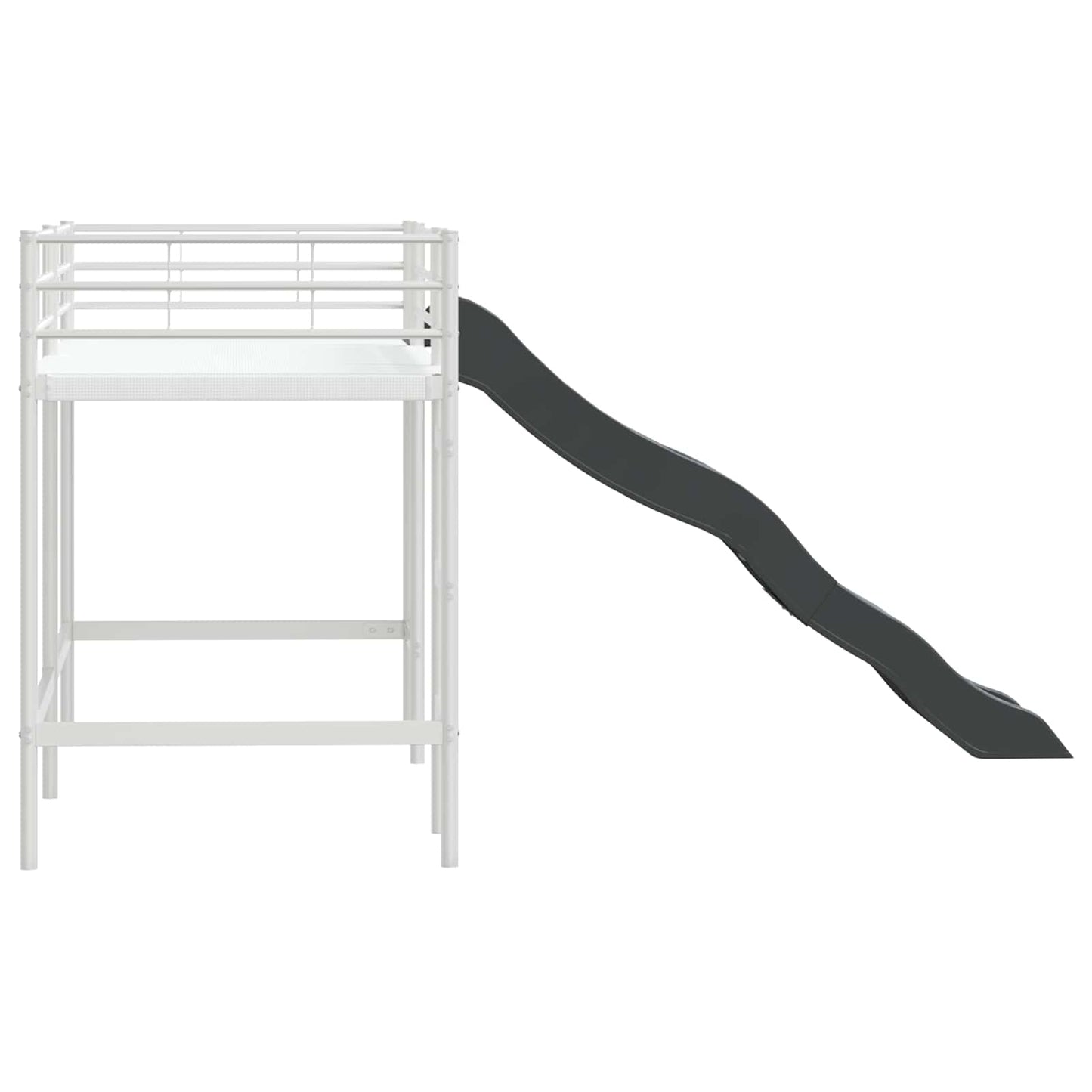 Kinder loft bedframe met glijbaan Wit en Antraciet