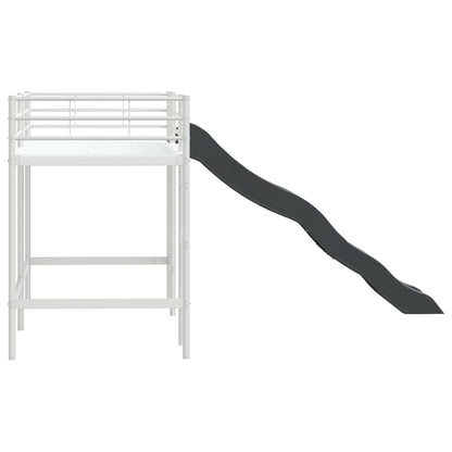 Kinder loft bedframe met glijbaan Wit en Antraciet