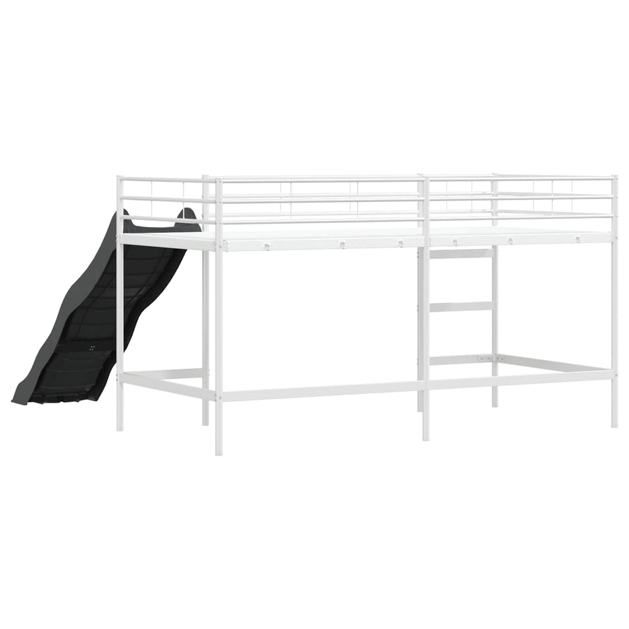 Kinder loft bedframe met glijbaan Wit en Antraciet 107 x 200 cm