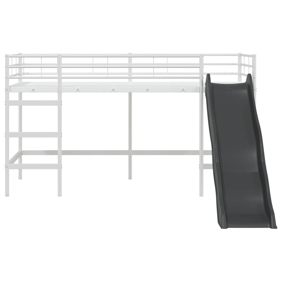 Kinder loft bedframe met glijbaan Wit en Antraciet 107 x 200 cm