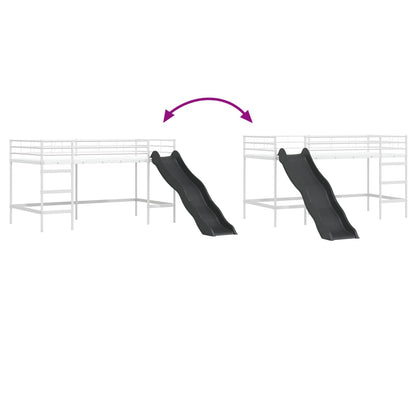 Kinder loft bedframe met glijbaan Wit en Antraciet 107 x 200 cm