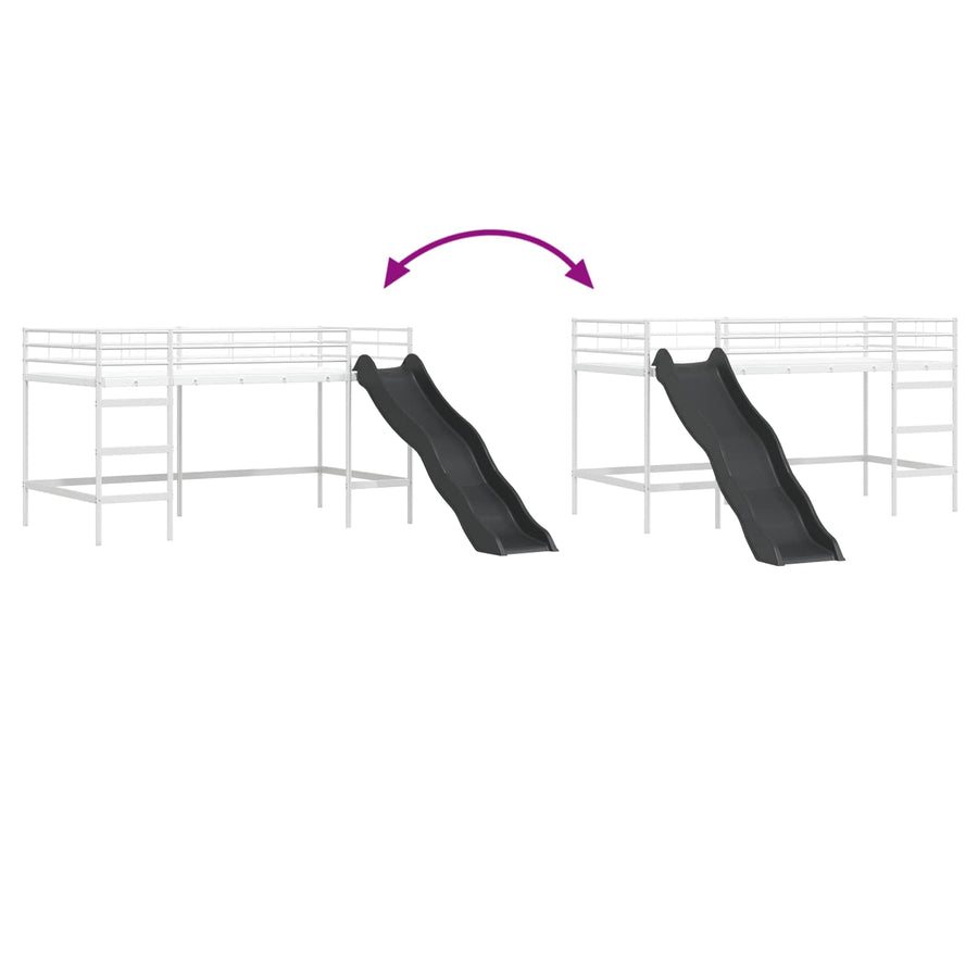 Kinder loft bedframe met glijbaan Wit en Antraciet 107 x 200 cm