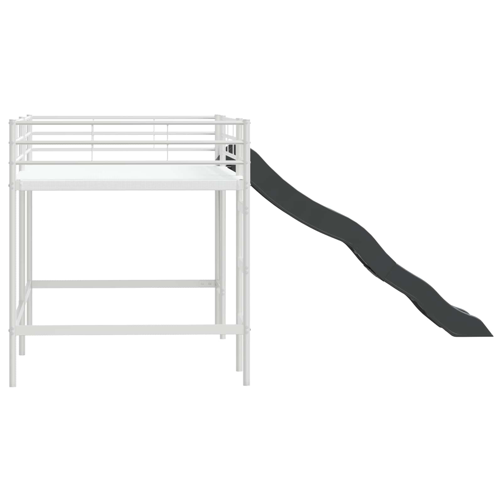 Kinder loft bedframe met glijbaan Wit en Antraciet 107 x 200 cm
