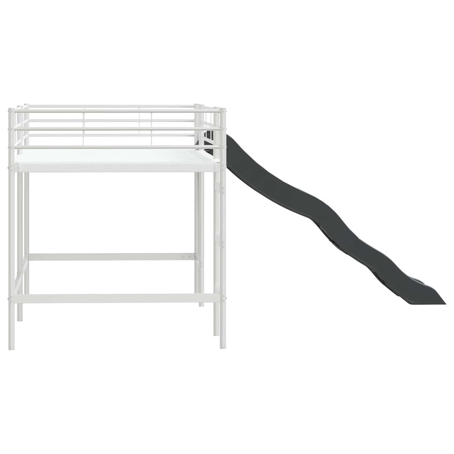 Kinder loft bedframe met glijbaan Wit en Antraciet 107 x 200 cm