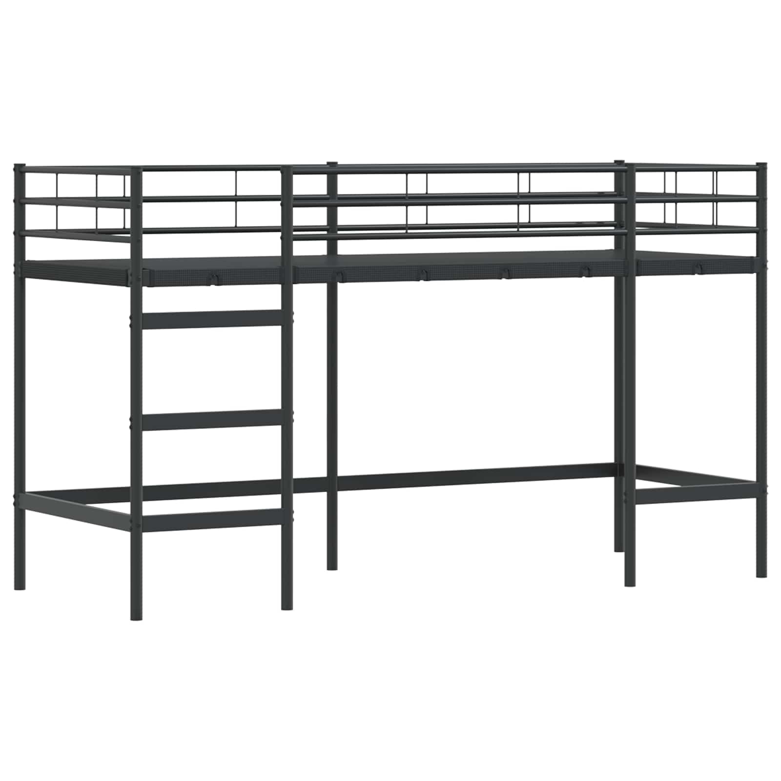 Loftbedframe Voor Kinderen Met Gordijnen 75 x 190 cm Zwart