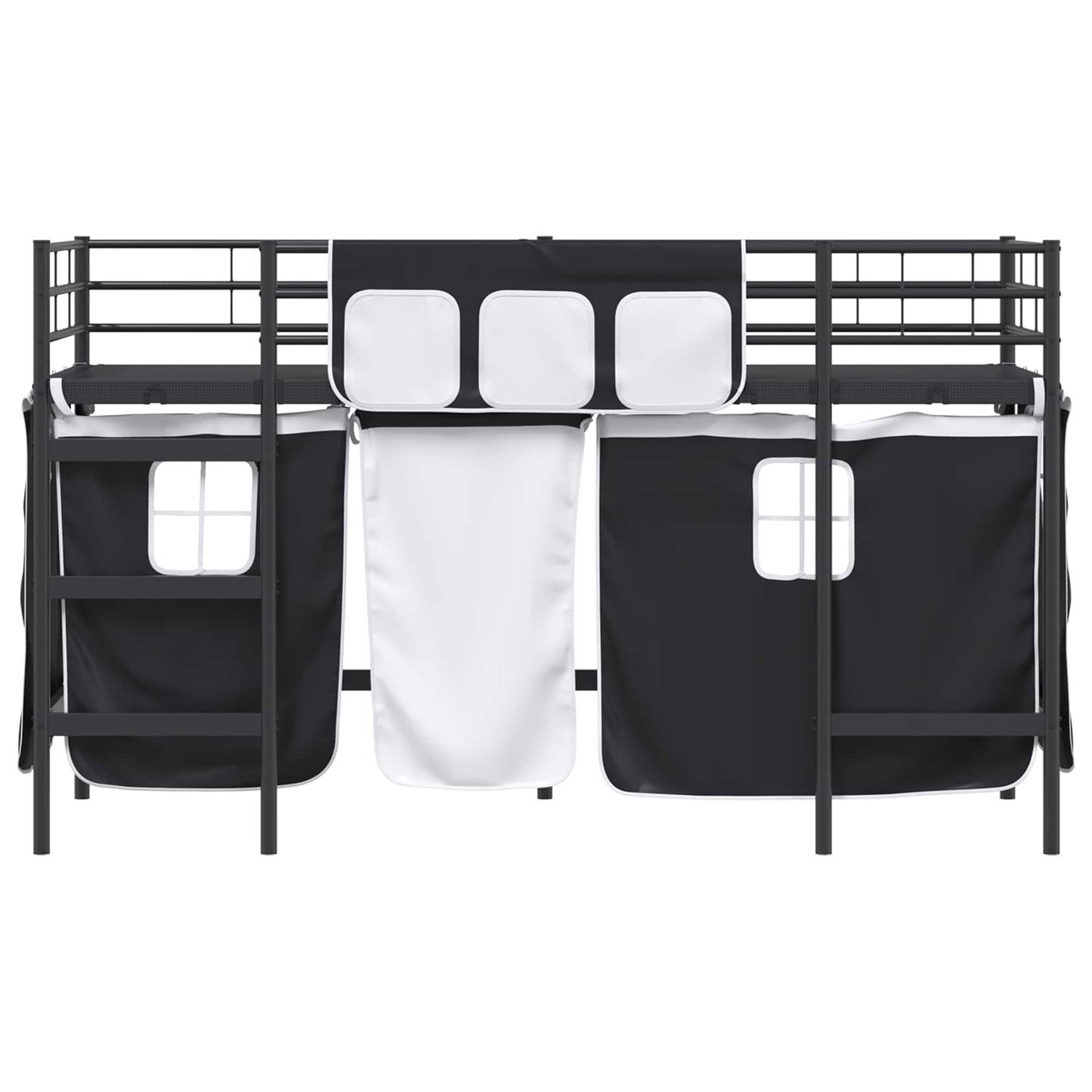Loftbedframe Voor Kinderen Met Gordijnen 75 x 190 cm Zwart