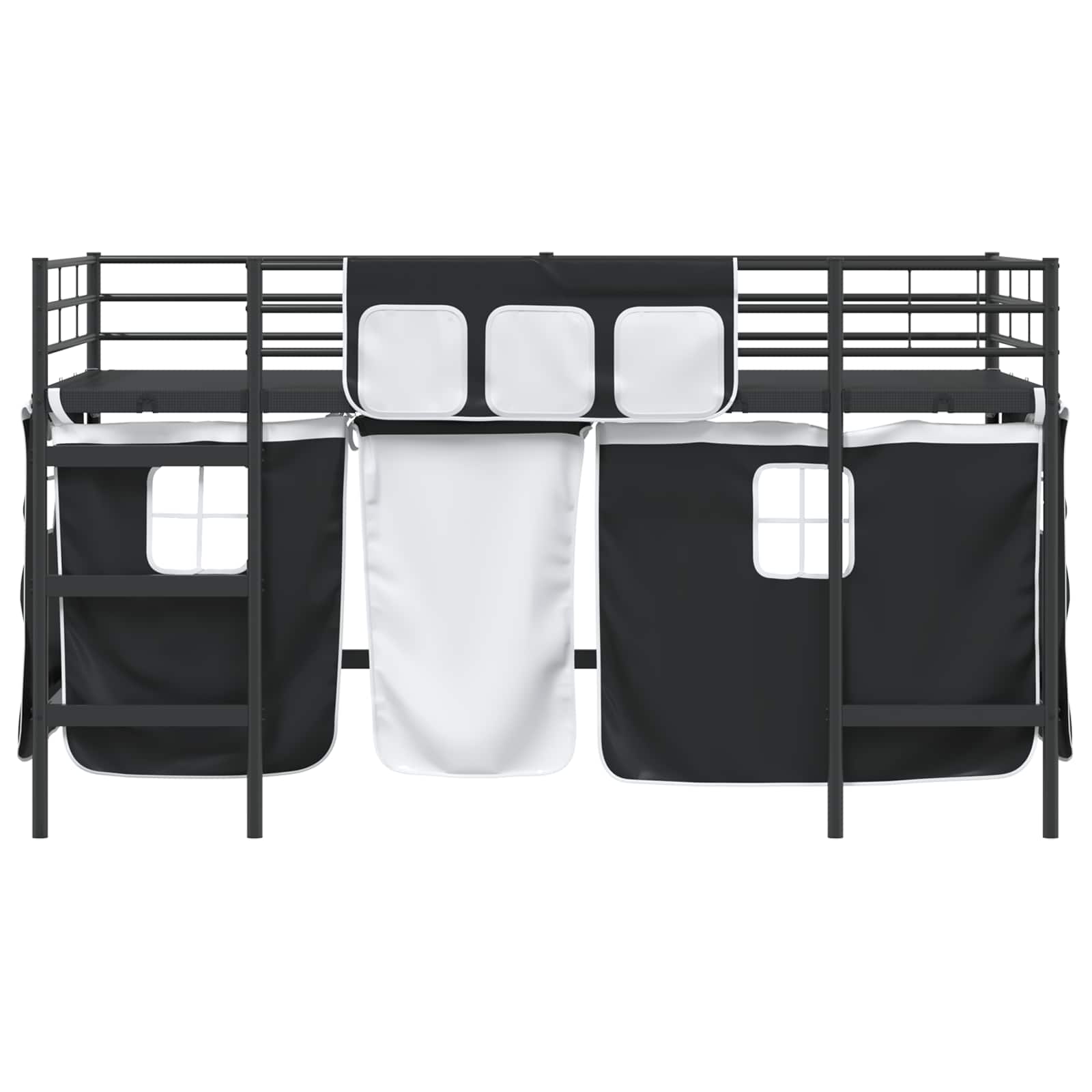 Loftbedframe Voor Kinderen Met Gordijnen 80 x 201 cm Zwart