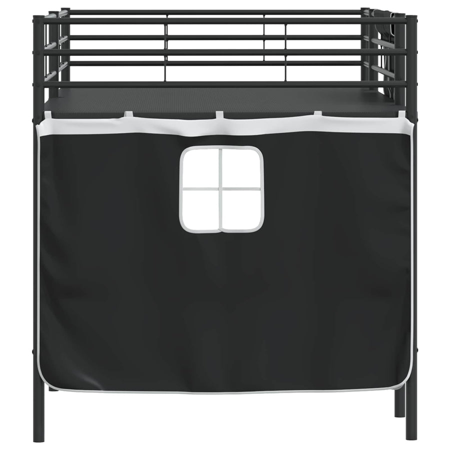 Loftbedframe Voor Kinderen Met Gordijnen 80 x 201 cm Zwart