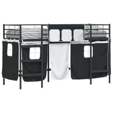 Loftbedframe Voor Kinderen Met Gordijnen 90 x 190 cm Zwart