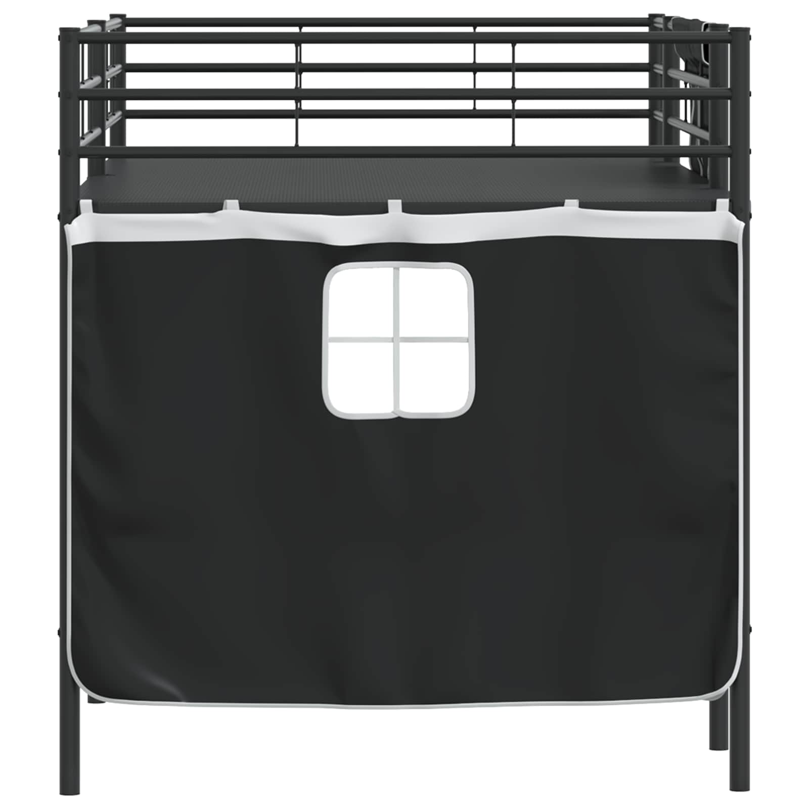 Loftbedframe Voor Kinderen Met Gordijnen 90 x 201 cm Zwart