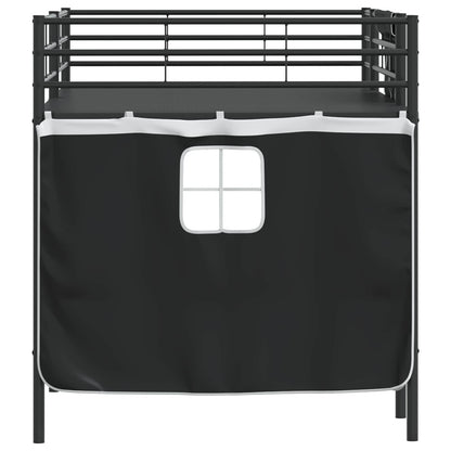 Loftbedframe Voor Kinderen Met Gordijnen 90 x 201 cm Zwart