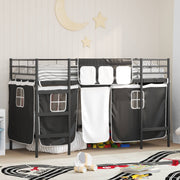 Loftbedframe kinderen met gordijnen 100x190 cm zwart