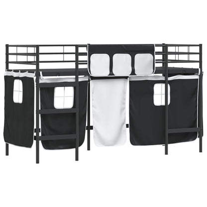 Loftbedframe Voor Kinderen Met Gordijnen 100 x 190 cm Zwart
