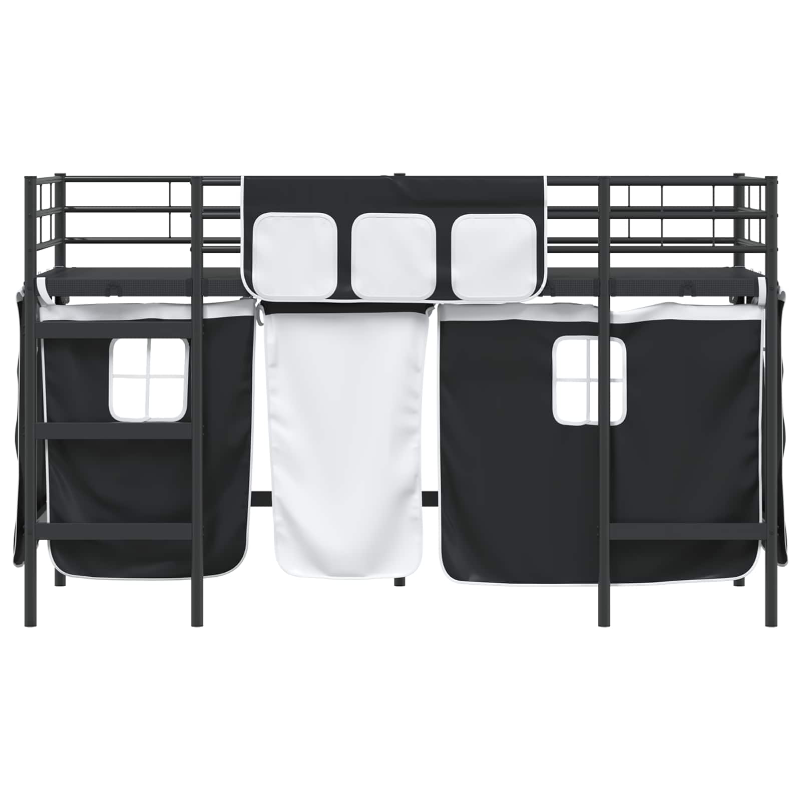 Loftbedframe Voor Kinderen Met Gordijnen 100 x 190 cm Zwart