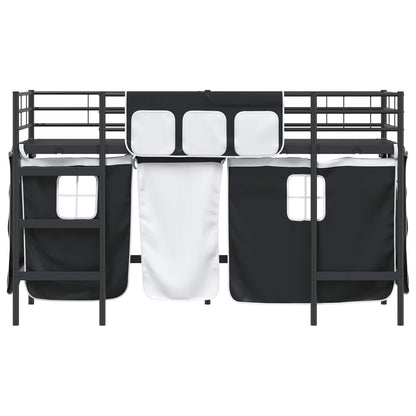 Loftbedframe Voor Kinderen Met Gordijnen 100 x 190 cm Zwart