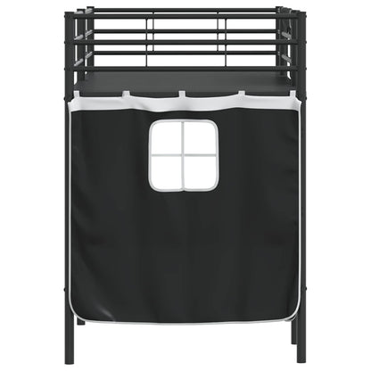 Loftbedframe Voor Kinderen Met Gordijnen 100 x 190 cm Zwart