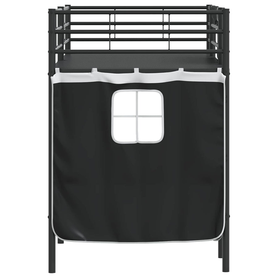 Loftbedframe Voor Kinderen Met Gordijnen 100 x 190 cm Zwart