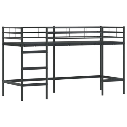 Loftbedframe Voor Kinderen Met Gordijnen 100 x 190 cm Zwart en blauw