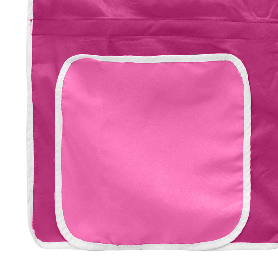 Loftbedframe Voor Kinderen Met Gordijnen 75 x 190 cm Zwart en roze