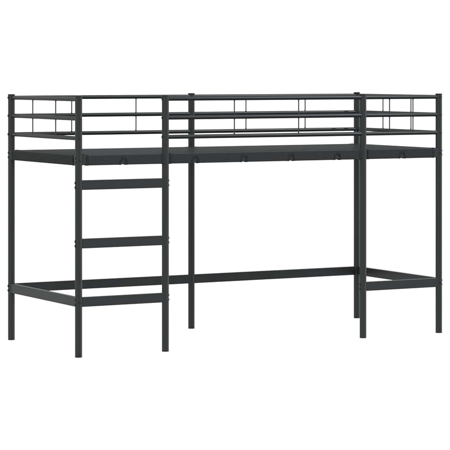 Loftbedframe Voor Kinderen Met Gordijnen 75 x 190 cm Zwart en roze