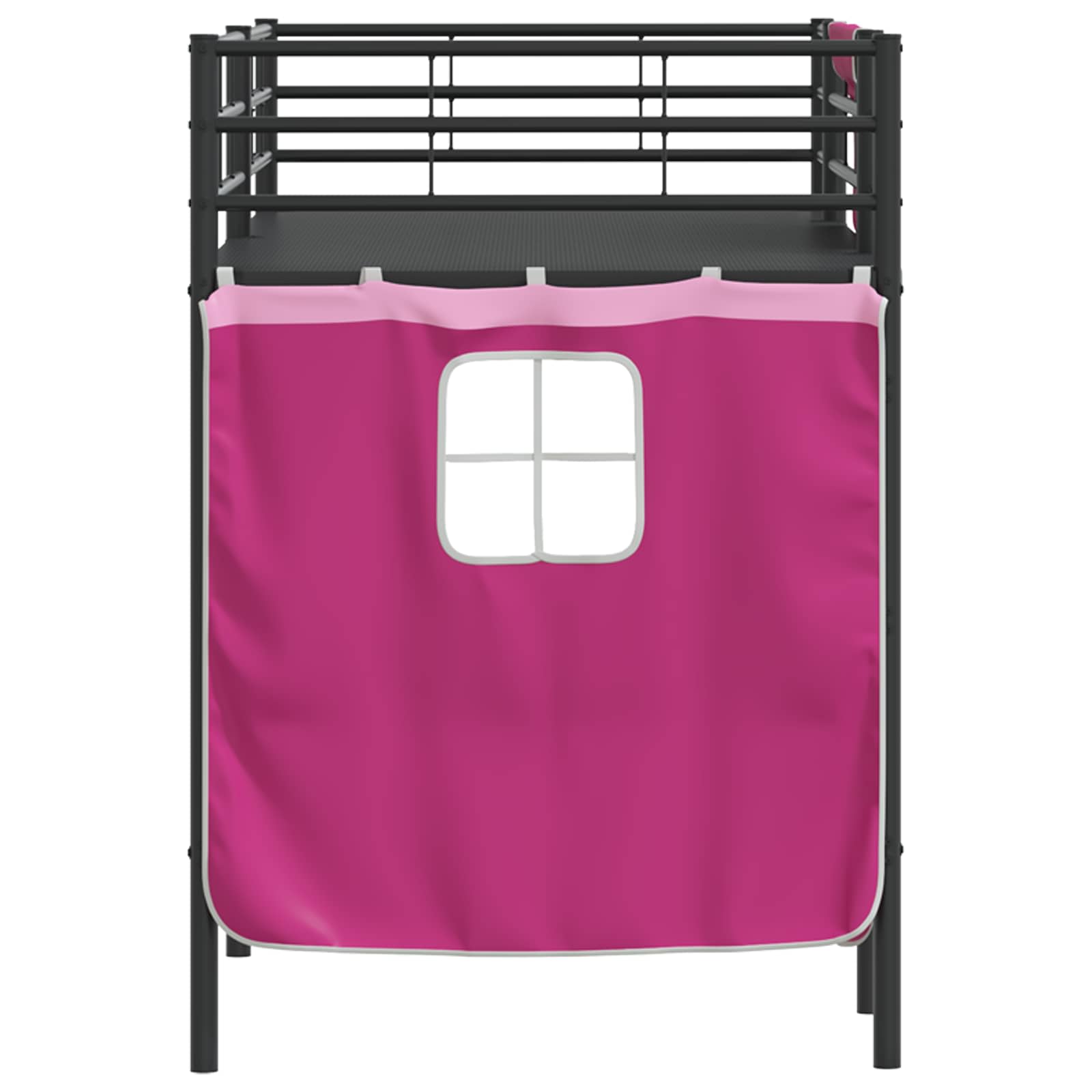 Loftbedframe Voor Kinderen Met Gordijnen 90 x 190 cm Zwart en roze