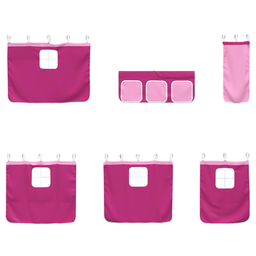 Loftbedframe Voor Kinderen Met Gordijnen 100 x 201 cm Zwart en roze