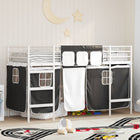 Loft Bed Frame for Children with Curtains White and Black