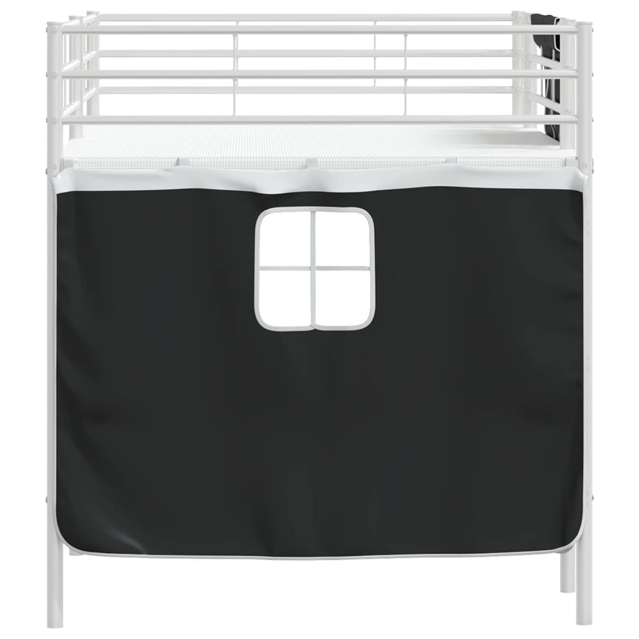 Loftbedframe Voor Kinderen Met Gordijnen 80 x 201 cm Wit en zwart