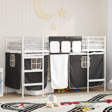 Loftbedframe Voor Kinderen Met Gordijnen 90 x 190 cm Wit en zwart