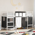 Loftbedframe voor Kinderen met Gordijnen Wit en zwart