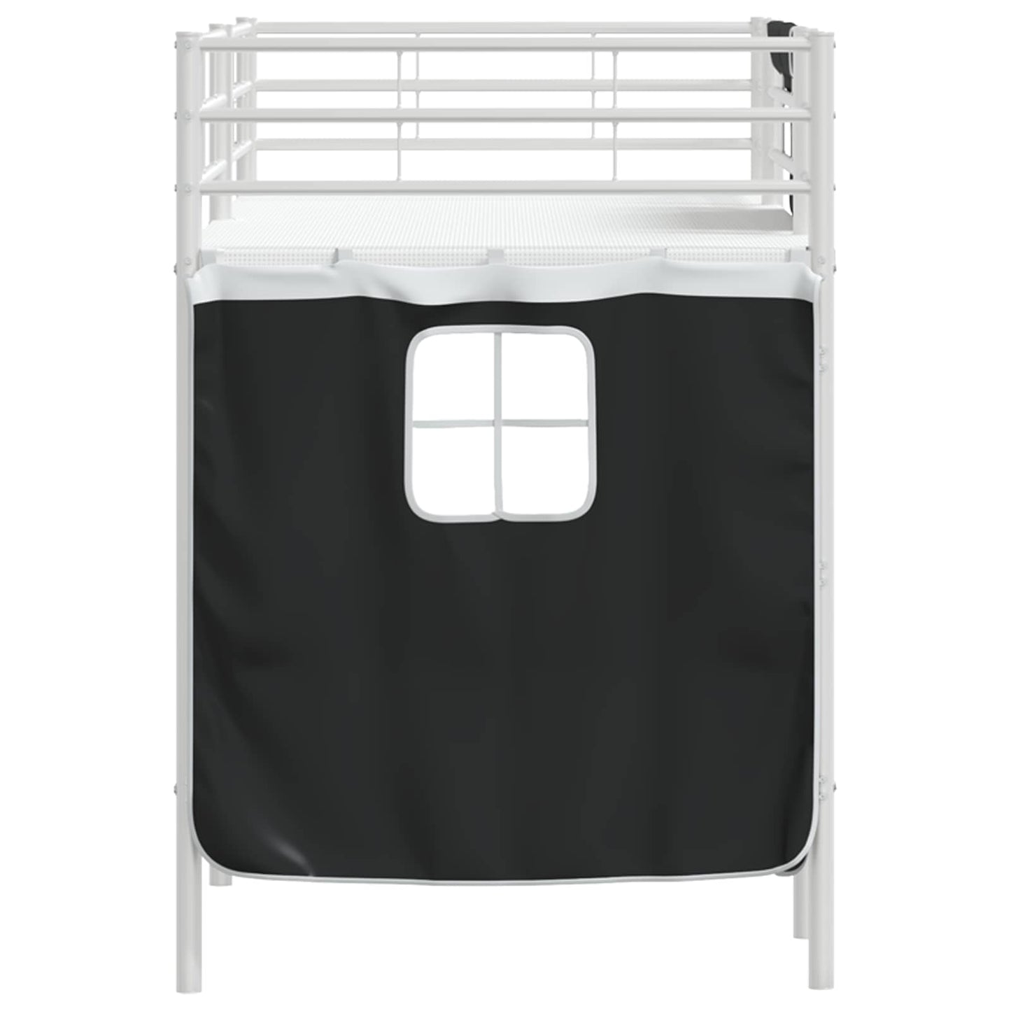 Loftbedframe Voor Kinderen Met Gordijnen 100 x 190 cm Wit en zwart